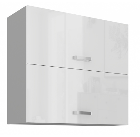 Horní skřínka BIANCA - 80 GU-72 2F, Šedá / Bílý lesk