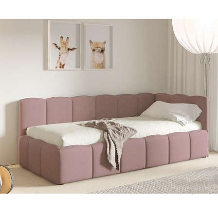 Postel TUNIS 200 x 90, nízký bok, Velutto 14, Pravá Postel TUNIS 200 x 90, nízký bok, Velutto 14, Pravá