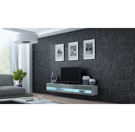 TV komoda VIGO NEW 180, bílá / šedý lesk