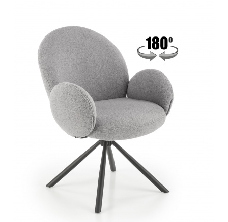 Jídelní otočná židle K498, Šedá/Černá