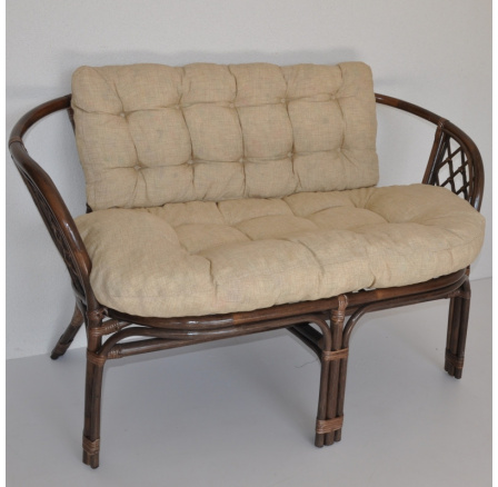 Ratanová lavice Bahama hnědá polstr béžový melír PL