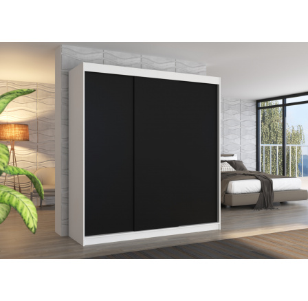 Posuvná skříň MEGAN 200 Bílá+Černá