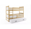 Dětská patrová postel RICO 3 s přistýlkou 90x200 cm, bez matrace, Přírodní/Bílá