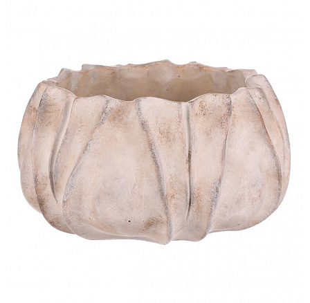 Obal betonový - tvar květ, vel. L, béžovo-šedý