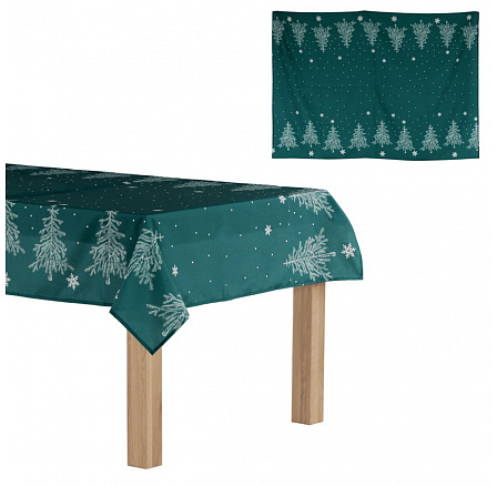 Ubrus - motiv se stromky, 100% polyester, 130 x 160 cm, zelený