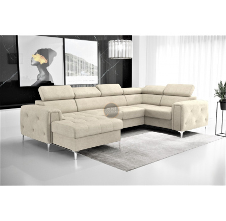 Rohová sedací souprava ORION MAX III s funkcí spaní 165x320x185 cm - béžová, pravá