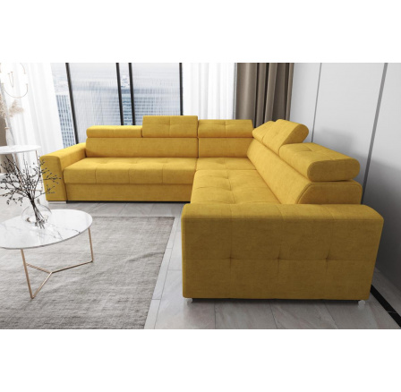 Rohová sedací souprava s funkcí spaní MARGO MAX 270x270 - žlutá , levá