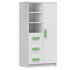 Regál 80 3S1D SMYK I - 05, Bílá Mat/Zelená