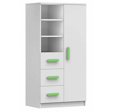 Regál 80 3S1D SMYK I - 05, Bílá Mat/Zelená