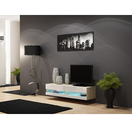 TV komoda VIGO NEW 140, dub sonoma / bílý lesk