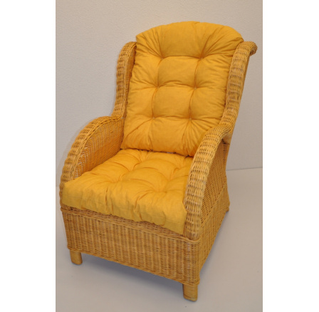 Ratanové křeslo Ear medové polstr žlutý melír Ratanové křeslo Ear medové polstr žlutý melír