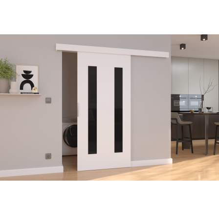 Posuvné dveře na stěnu HERS 106 White+Black Lacobel Posuvné dveře na stěnu HERS 106 White+Black Lacobel