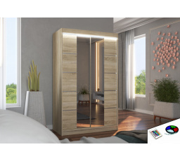 Posuvná skříň se zrcadlem a LED osvětlením GENUA 120 Sonoma+Sonoma