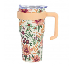 Termohrnek Mini Miami Floral s oranžovým držadlem