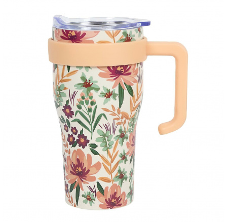 Termohrnek Mini Miami Floral s oranžovým držadlem Termohrnek Mini Miami Floral s oranžovým držadlem
