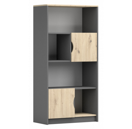 Regál 2D - JOY II 02, Šedá/Dub Artisan