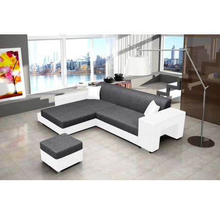 Rohová sedací souprava Oskar L šedá/bílá