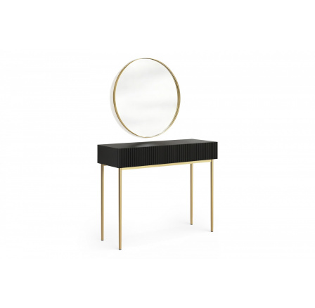 NICOLE TOALETKA 100 2SZ - černý mat / zlatý rám + NICOLE ZRCADLO 80 - zlaté