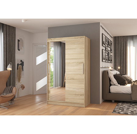 Posuvná skříň se zrcadlem BARIO 120 Sonoma+Sonoma