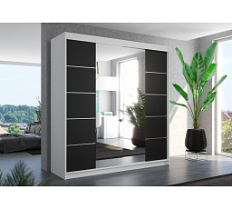 Posuvná skříň se zrcadlem DALMATIA 200 Bílá+Černá