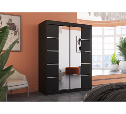 Posuvná skříň se zrcadlem NORDIC 150 Černá+Černá