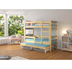 Třílůžková patrová postel s matracemi KARLO Pine+Gray