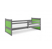 Dětská postel RICO 90x200 cm, bez matrace, Grafit/Zelená