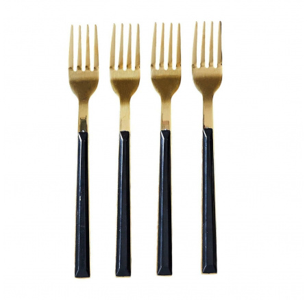 Sada 4 dezertních vidliček Charlotte zlaté/černé