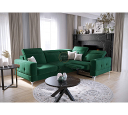 Rohová sedací souprava MALIBU , relax s funkcí spaní 185x250 cm - zelená , pravá