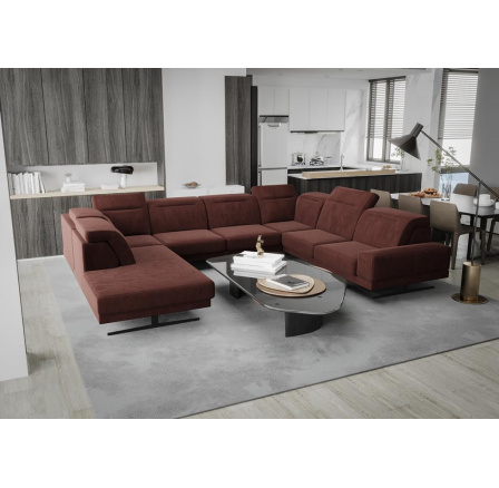 Rohová sedací souprava FIORE MAX I 220x350x265 cm - tmavě růžová, pravá