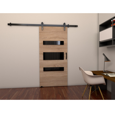 Posuvné dveře LOFT D100, Sonoma/Černá Posuvné dveře LOFT D100, Sonoma/Černá