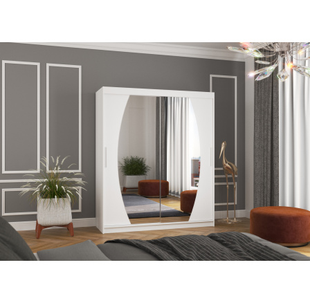 Posuvná skříň se zrcadlem BALTIMORE 180 Bílá+Bílá