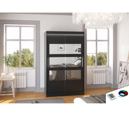 Posuvná skříň se zrcadlem a LED osvětlením KOLORADO 120 Černá+Černá