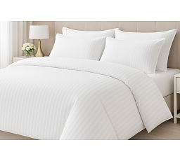 Hotelové povlečení 140x200, 70x90cm Atlas gradl  Bílý - česaný 145g/m2, proužek 2cm hotelový uzávěr