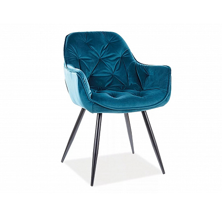 Jídelní židle CHERRY VELVET, Tyrkys Bluvel 85/Černá