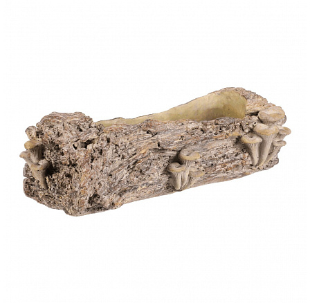 Obal betonový - truhlík, dřevo s houbami, vel. L, hnědý