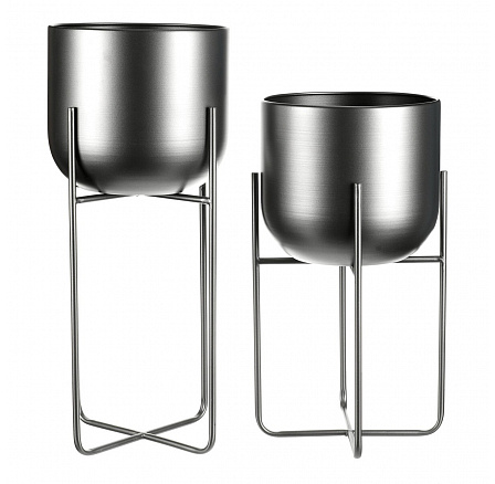Stojan - kovový, kulatý, stříbrno-šedý, cena za sadu 2 ks
