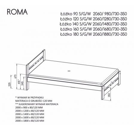 Postel "ROMA" - Barva korpusu: přírodní borovice