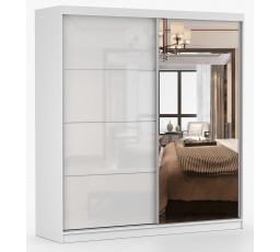 Šatní skříň MULTI 35 - 233 cm, Bílá/Bílý Lesk