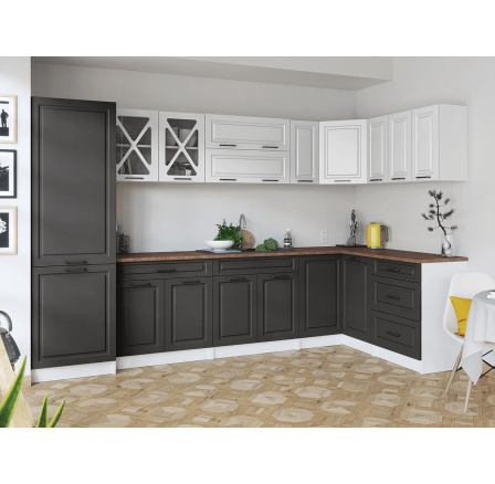 Rohová kuchyňská linka Simea bílá/grafit MAT Rohová kuchyňská linka Simea bílá/grafit MAT