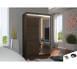 Posuvná skříň se zrcadlem a LED osvětlením REWENA 120 Choco+Choco