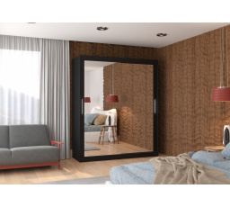 Posuvná skříň se zrcadlem ETTORE 180 Černá+Černá