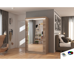 Posuvná skříň se zrcadlem a LED osvětlením TIBAGO 120 Truffle+Truffle