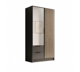 Šatní skříň Neri 100 s zrcadly Černá+Černá
