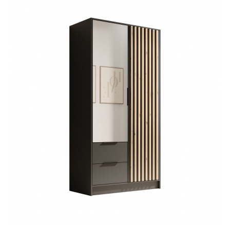 Šatní skříň Neri 100 s zrcadly Černá+Černá Šatní skříň Neri 100 s zrcadly Černá+Černá
