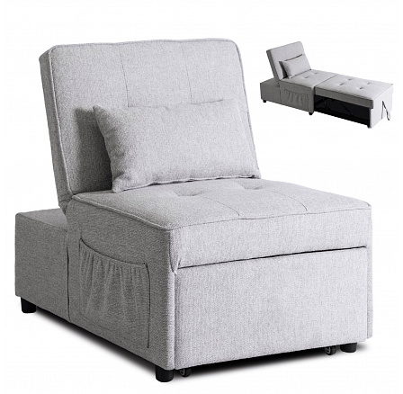 Rozkládací křeslo IBERIS 80 cm na spaní Šedé