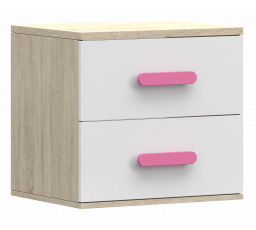 Noční stolek SMYK III - 22, Dub Sonoma/Bílá/Růžová