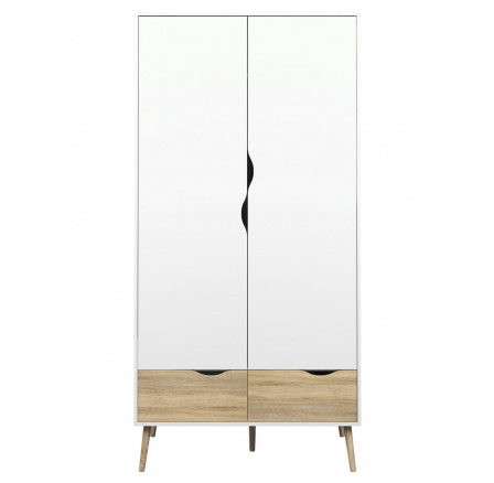 Šatní skříň RETRO 396, Bílá/Dub