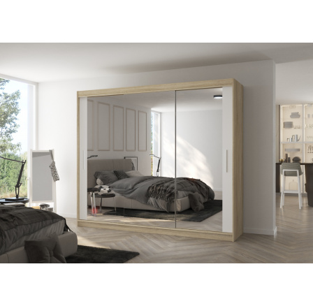 Posuvná skříň se zrcadlem CHESTER 250 Sonoma+White