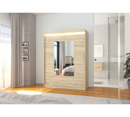 Posuvná skříň se zrcadlem a LED osvětlením DORRIGO 150 Sonoma+Sonoma